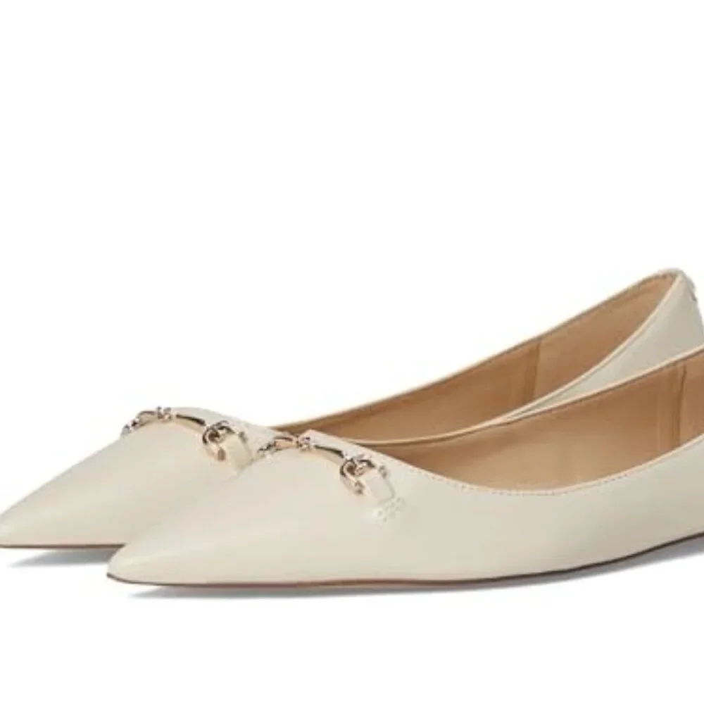 New Sam Edelman Nori Flat in Modern Ivory leather ballet loafer work